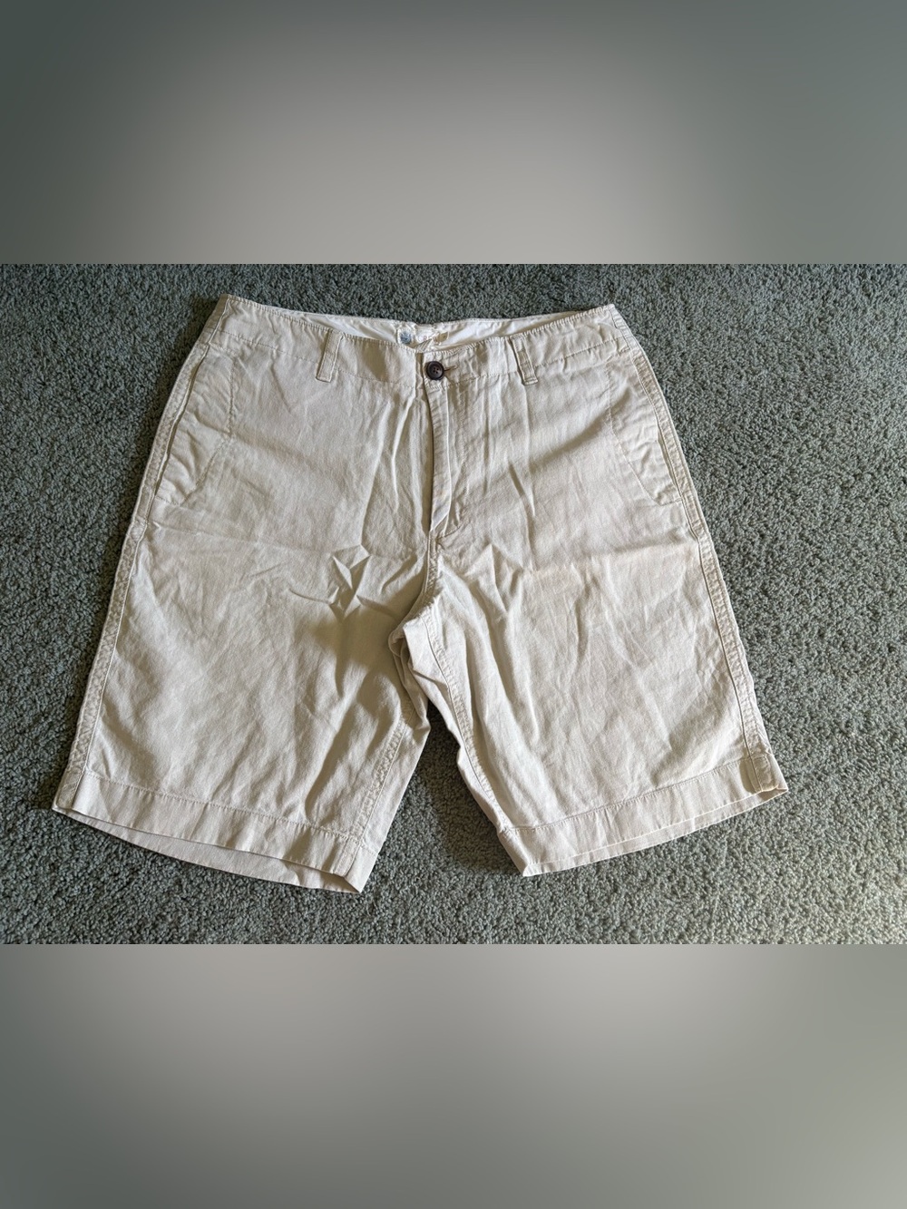 J. Crew Linen Blend Shorts Mens Size 33 Cream/Beige 10” Inseam Preppy Beach